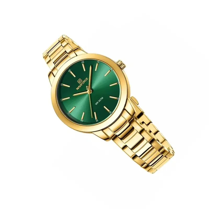 Naviforce Classic Green Dial Gold-tone Ladies Watch- NF5025